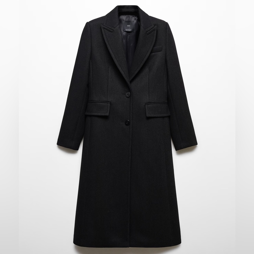 Wool Coat with Embossed Lapels